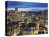 Aerial View of Downtown at Night, Vancouver, British Columbia, Canada, North America-Christian Kober-Stretched Canvas