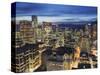 Aerial View of Downtown at Night, Vancouver, British Columbia, Canada, North America-Christian Kober-Stretched Canvas