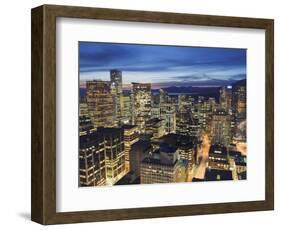 Aerial View of Downtown at Night, Vancouver, British Columbia, Canada, North America-Christian Kober-Framed Photographic Print