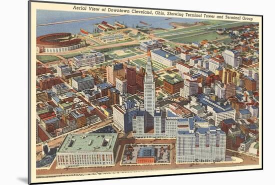 Aerial View of Downtown Cleveland, Ohio-null-Mounted Art Print