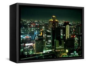 Aerial View of Downtown Skyline, Osaka, Japan-Nancy & Steve Ross-Framed Stretched Canvas