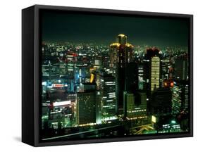 Aerial View of Downtown Skyline, Osaka, Japan-Nancy & Steve Ross-Framed Stretched Canvas