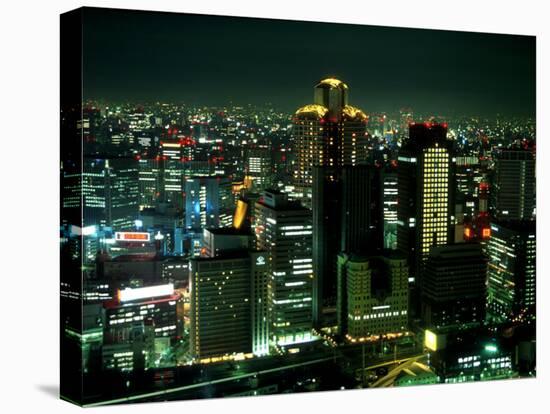 Aerial View of Downtown Skyline, Osaka, Japan-Nancy & Steve Ross-Stretched Canvas