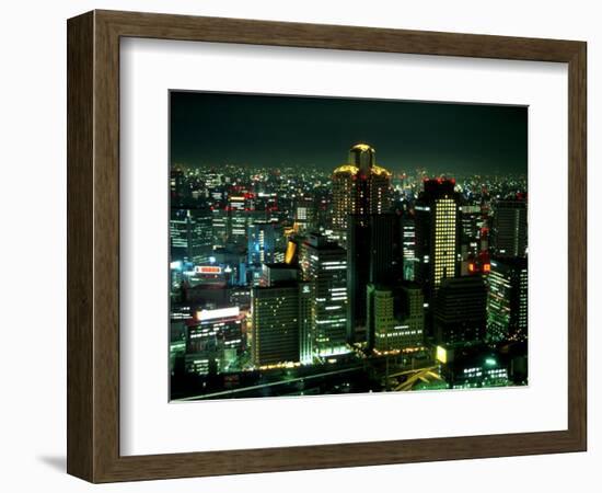 Aerial View of Downtown Skyline, Osaka, Japan-Nancy & Steve Ross-Framed Photographic Print