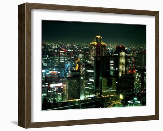 Aerial View of Downtown Skyline, Osaka, Japan-Nancy & Steve Ross-Framed Photographic Print