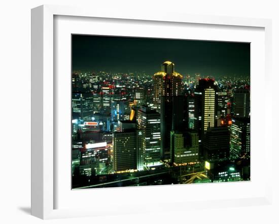 Aerial View of Downtown Skyline, Osaka, Japan-Nancy & Steve Ross-Framed Photographic Print