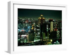 Aerial View of Downtown Skyline, Osaka, Japan-Nancy & Steve Ross-Framed Photographic Print
