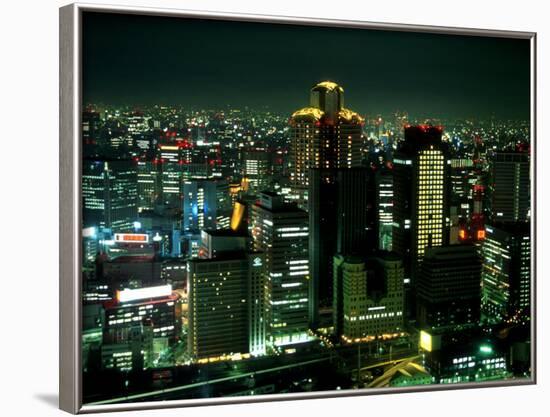 Aerial View of Downtown Skyline, Osaka, Japan-Nancy & Steve Ross-Framed Photographic Print