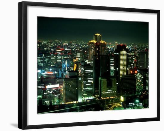 Aerial View of Downtown Skyline, Osaka, Japan-Nancy & Steve Ross-Framed Photographic Print