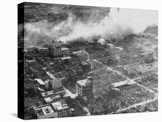 Aerial View of Earthquake Damage-null-Stretched Canvas