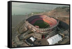 Aerial View of Earthquake Damaged Stadium-Paul Richards-Framed Stretched Canvas