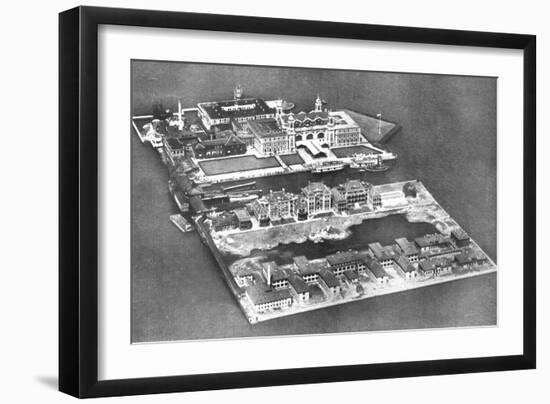 Aerial View of Ellis Island Immigration Station, New York, USA, 1926-null-Framed Premium Giclee Print