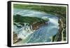 Aerial View of Entire Niagara Falls, American and Canadian - Niagara Falls, NY/Canada-Lantern Press-Framed Stretched Canvas