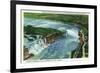 Aerial View of Entire Niagara Falls, American and Canadian - Niagara Falls, NY/Canada-Lantern Press-Framed Art Print