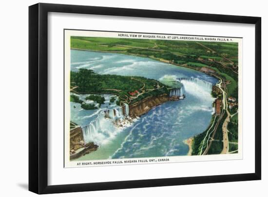 Aerial View of Entire Niagara Falls, American and Canadian - Niagara Falls, NY/Canada-Lantern Press-Framed Art Print