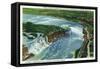 Aerial View of Entire Niagara Falls, American and Canadian - Niagara Falls, NY/Canada-Lantern Press-Framed Stretched Canvas