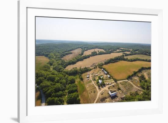 Aerial View of Farm Fields and Trees in Mid-West Missouri Early Morning-Steve Collender-Framed Photographic Print