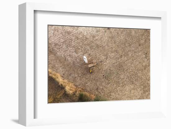 Aerial View of Farmer Working on a Field in Bagan, Myanmar-Harry Marx-Framed Photographic Print