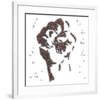 Aerial View of Fist Symbol Drawn out of People Protesting-Arthimedes-Framed Art Print