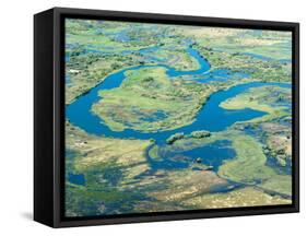 Aerial View of Floodplains, Water Channels, and Islands, Zambezi and Chobe Rivers, Namibia-Kim Walker-Framed Stretched Canvas