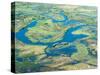 Aerial View of Floodplains, Water Channels, and Islands, Zambezi and Chobe Rivers, Namibia-Kim Walker-Stretched Canvas