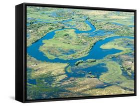 Aerial View of Floodplains, Water Channels, and Islands, Zambezi and Chobe Rivers, Namibia-Kim Walker-Framed Stretched Canvas