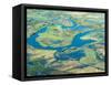 Aerial View of Floodplains, Water Channels, and Islands, Zambezi and Chobe Rivers, Namibia-Kim Walker-Framed Stretched Canvas