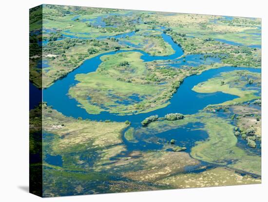 Aerial View of Floodplains, Water Channels, and Islands, Zambezi and Chobe Rivers, Namibia-Kim Walker-Stretched Canvas