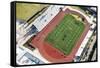 Aerial view of football field and track, City Of Los Angeles, Los Angeles County, California, USA-Panoramic Images-Framed Stretched Canvas