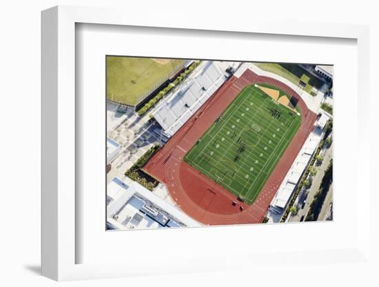 Aerial view of football field and track, City Of Los Angeles, Los Angeles County, California, USA-Panoramic Images-Framed Photographic Print