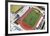 Aerial view of football field and track, City Of Los Angeles, Los Angeles County, California, USA-Panoramic Images-Framed Photographic Print