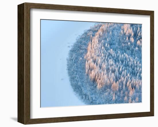 Aerial View of Forest River in Time of Winter Day.-Vladimir Melnikov-Framed Photographic Print