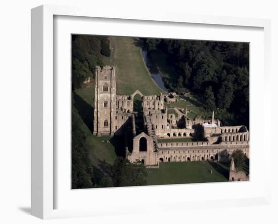 Aerial View of Fountains Abbey, Unesco World Heritage Site, Yorkshire, England-Adam Woolfitt-Framed Photographic Print