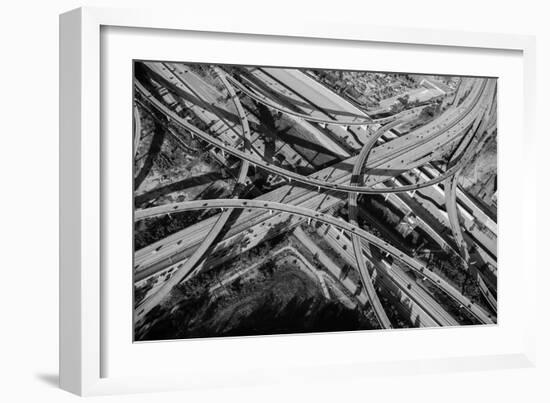 Aerial view of freeway interchange, City Of Los Angeles, Los Angeles County, California, USA-Panoramic Images-Framed Photographic Print