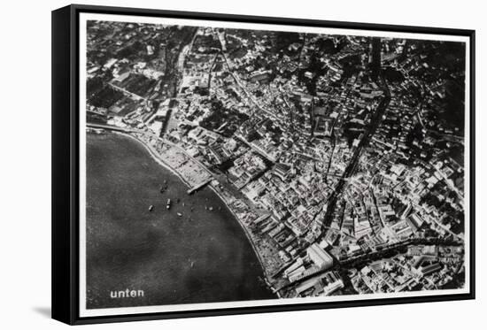 Aerial View of Funchal, Madeira, from a Zeppelin, 1928-null-Framed Stretched Canvas