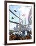 Aerial View of Futuristic City-denisgo-Framed Art Print