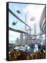 Aerial View of Futuristic City-denisgo-Framed Stretched Canvas