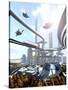 Aerial View of Futuristic City-denisgo-Stretched Canvas