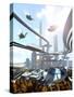 Aerial View of Futuristic City-denisgo-Stretched Canvas