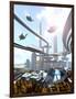 Aerial View of Futuristic City-denisgo-Framed Art Print