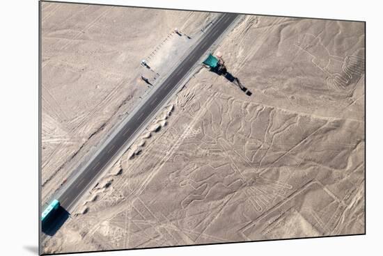 Aerial View of Geoglyphs near Nazca - Nazca Lines, Peru. in the Center, Tree Figure is Present, on-Matyas Rehak-Mounted Photographic Print