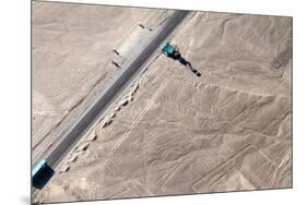 Aerial View of Geoglyphs near Nazca - Nazca Lines, Peru. in the Center, Tree Figure is Present, on-Matyas Rehak-Mounted Photographic Print