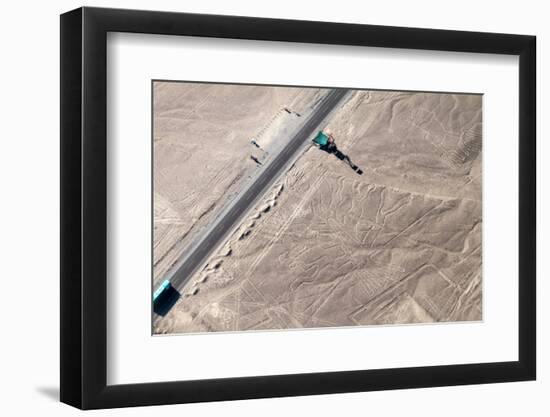 Aerial View of Geoglyphs near Nazca - Nazca Lines, Peru. in the Center, Tree Figure is Present, on-Matyas Rehak-Framed Photographic Print