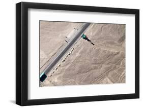 Aerial View of Geoglyphs near Nazca - Nazca Lines, Peru. in the Center, Tree Figure is Present, on-Matyas Rehak-Framed Photographic Print