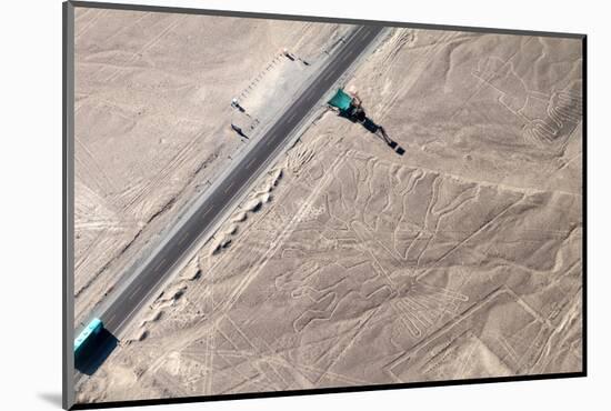 Aerial View of Geoglyphs near Nazca - Nazca Lines, Peru. in the Center, Tree Figure is Present, on-Matyas Rehak-Mounted Photographic Print