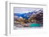 Aerial View of Glacier Lakes on Fox Glacier, South Island, New Zealand, Pacific-Laura Grier-Framed Photographic Print