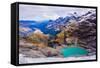 Aerial View of Glacier Lakes on Fox Glacier, South Island, New Zealand, Pacific-Laura Grier-Framed Stretched Canvas