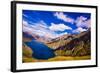 Aerial View of Glacier Lakes on Fox Glacier, South Island, New Zealand, Pacific-Laura Grier-Framed Photographic Print