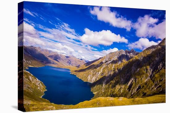 Aerial View of Glacier Lakes on Fox Glacier, South Island, New Zealand, Pacific-Laura Grier-Stretched Canvas