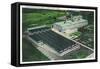 Aerial View of Goodyear-Zeppelin Fabrication Plant - Akron, OH-Lantern Press-Framed Stretched Canvas